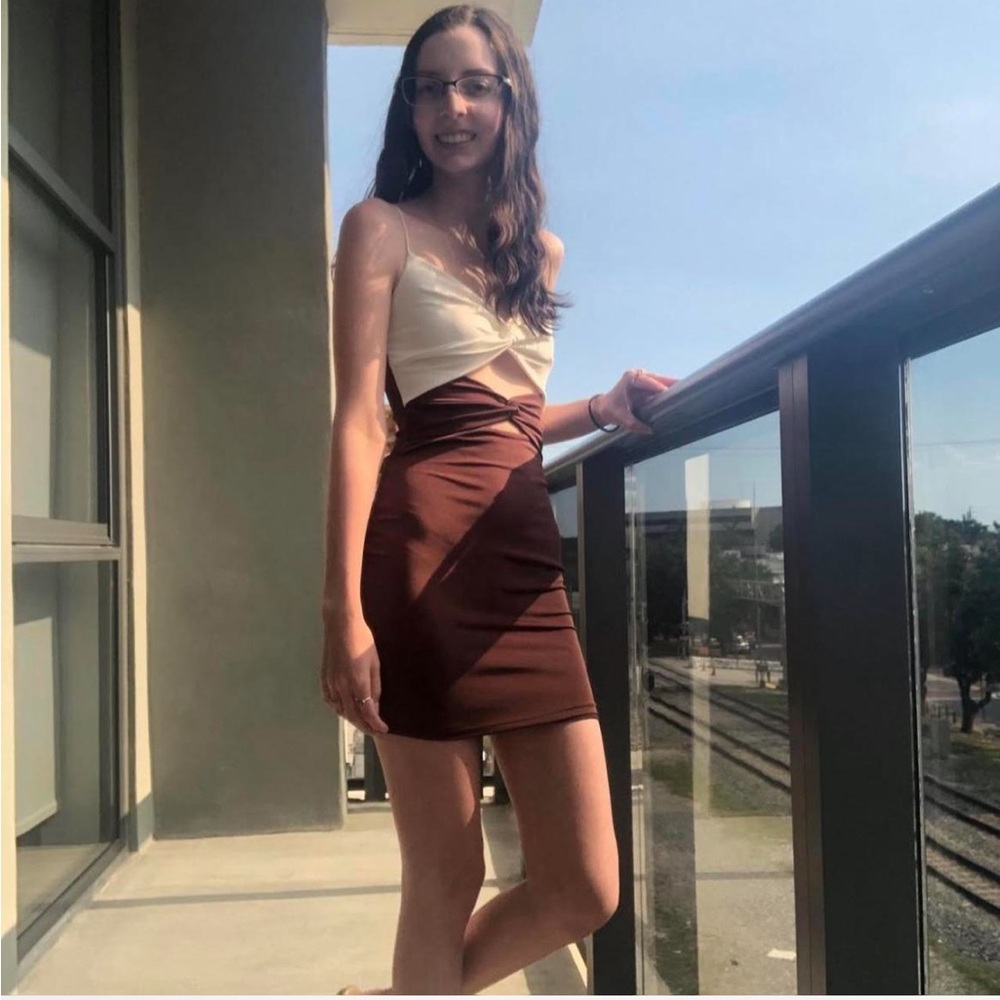 Windsor White and Brown Mini Dress